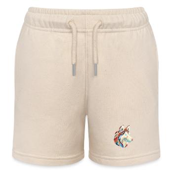 Husky-Hundekopf polygonale geometrische Kunst - Kinder Organic Joggingshorts Mini Bolter von Stanley/Stella - Natur - Vorne