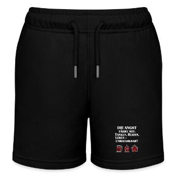 Die Angst fährt mit - Kinder Organic Joggingshorts Mini Bolter von Stanley/Stella - Schwarz - Vorne