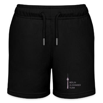 Funny Berlin TV Tower Parody Minimal - Kids Organic Sweat Shorts by Stanley/Stella - black - Front