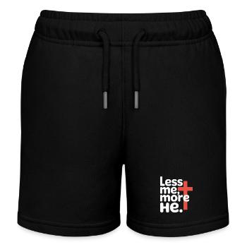 Less Me More He Christlicher Glaube - Kinder Organic Joggingshorts Mini Bolter von Stanley/Stella - Schwarz - Vorne