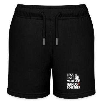 Less Fists More Hands Together Gebet - Kinder Organic Joggingshorts Mini Bolter von Stanley/Stella - Schwarz - Vorne