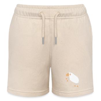 Fluffy Sheep Cartoon Design - Kids Organic Sweat Shorts by Stanley/Stella - soft Ecru - Front