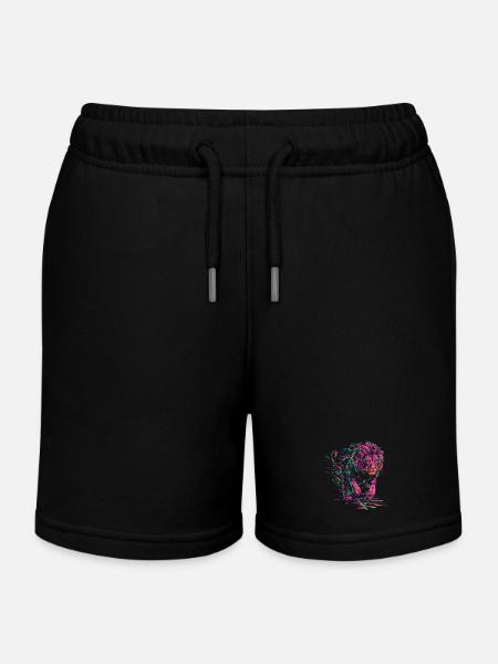Löwe Rennt Löwenkopf Farbenfroh Raubtier Tier Wild - Stanley/Stella børne sweatshorts økologisk - sort