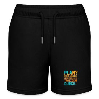 Plan? Keine Ahnung, aber ich ziehe es durch - Kinder Organic Joggingshorts Mini Bolter von Stanley/Stella - Schwarz - Vorne