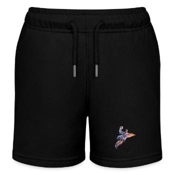 Dynamischer Handball Sprungwurf in Neon Flammen - Kinder Organic Joggingshorts Mini Bolter von Stanley/Stella - Schwarz - Vorne