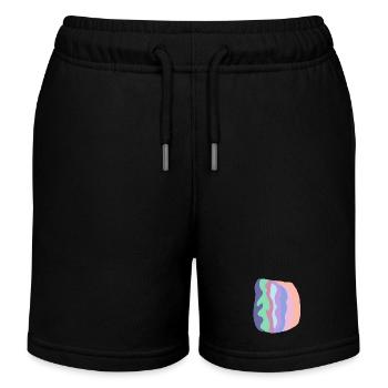 Pastel Wave Layers - Kids Organic Sweat Shorts by Stanley/Stella - black - Front