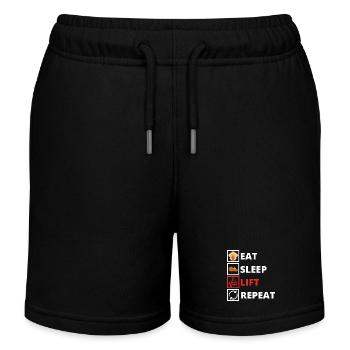 Eat Sleep Lift Repeat - Kinder Organic Joggingshorts Mini Bolter von Stanley/Stella - Schwarz - Vorne