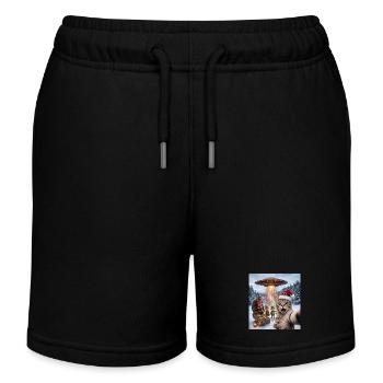 Weihnachtskatze im UFO-Selfie - Kinder Organic Joggingshorts Mini Bolter von Stanley/Stella - Schwarz - Vorne
