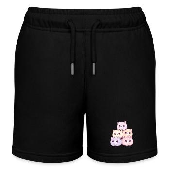 Pastellkatzen Haufen Kuschelfreudig - Kinder Organic Joggingshorts Mini Bolter von Stanley/Stella - Schwarz - Vorne