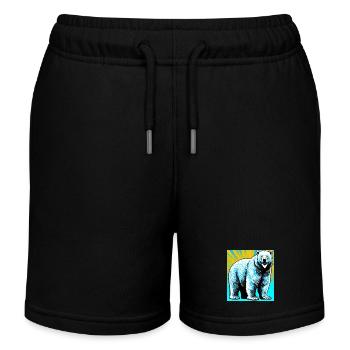 ours blanc - Short de jogging enfant bio Stanley/Stella - noir - Devant