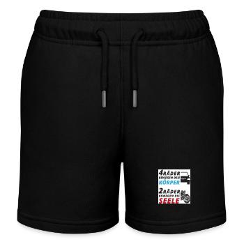 Motorradfahrer Spruch "2 Räder bewegen die Seele" - Kinder Organic Joggingshorts Mini Bolter von Stanley/Stella - Schwarz - Vorne