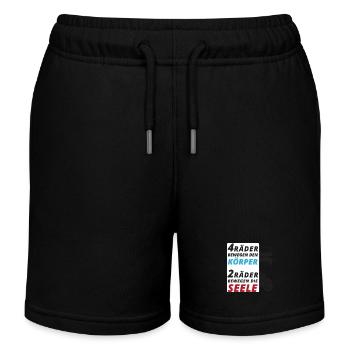 Motorradfahrer Spruch "2 Räder bewegen die Seele" - Kinder Organic Joggingshorts Mini Bolter von Stanley/Stella - Schwarz - Vorne