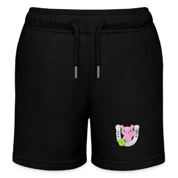 Lucky cartoon piggy - Kids Organic Sweat Shorts by Stanley/Stella - black - Front
