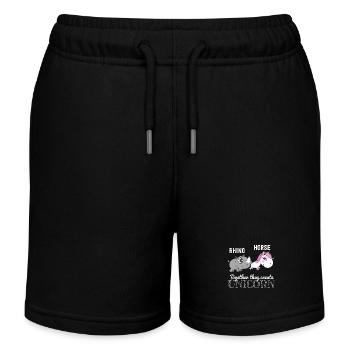 Idée de cadeau d'amour de rhin cheval mignon - Short de jogging enfant bio Stanley/Stella - noir - Devant