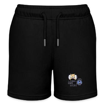 Wecker Getriebe Uhrzeit Katze Bett schlafen müde - Kinder Organic Joggingshorts Mini Bolter von Stanley/Stella - Schwarz - Vorne