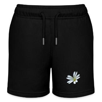 white flower starweed - Kids Organic Sweat Shorts by Stanley/Stella - black - Front