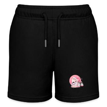 Strawberry Milkshake Carton Pink - Kids Organic Sweat Shorts by Stanley/Stella - black - Front