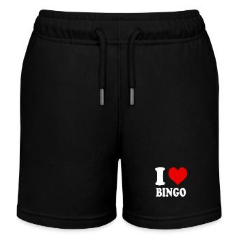 I Love Bingo Heart Funny Witty - Kids Organic Sweat Shorts by Stanley/Stella - black - Front