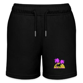 Pferd Reiten Linien Reiter Sonne Palmen Silhouette - Kinder Organic Joggingshorts Mini Bolter von Stanley/Stella - Schwarz - Vorne