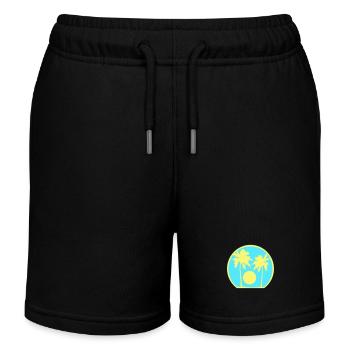 Zwei Palmen Insel Sonne Sonnenuntergang Rund Blau - Kinder Organic Joggingshorts Mini Bolter von Stanley/Stella - Schwarz - Vorne