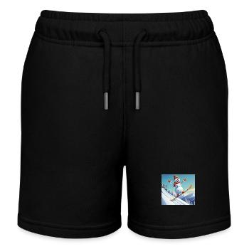 Snowman on Snowboard – Jump into Winter - Kids Organic Sweat Shorts by Stanley/Stella - black - Front
