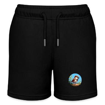 Spatz auf einem Ast - Kinder Organic Joggingshorts Mini Bolter von Stanley/Stella - Schwarz - Vorne