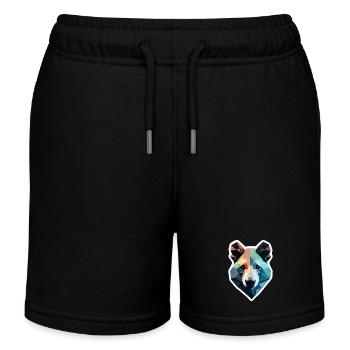 Bär Polygon Geometrie - Kinder Organic Joggingshorts Mini Bolter von Stanley/Stella - Schwarz - Vorne