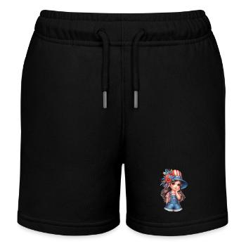 USA Girly so sweet like a Bosh - Kids Organic Sweat Shorts by Stanley/Stella - black - Front
