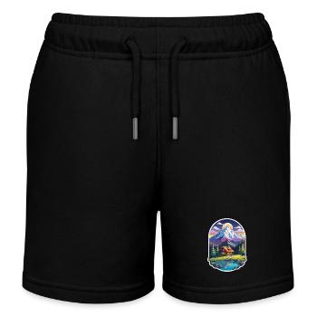 mountain nature hiking climbing lake - Kids Organic Sweat Shorts by Stanley/Stella - black - Front