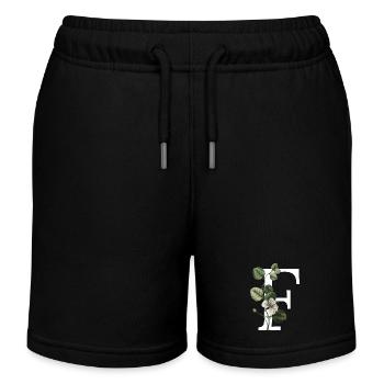 Letter F Green Botanical - Kids Organic Sweat Shorts by Stanley/Stella - black - Front