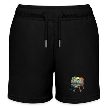 80er 90er Katze Katzen Kätzchen Wald Waldbewohner - Kinder Organic Joggingshorts Mini Bolter von Stanley/Stella - Schwarz - Vorne