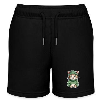 Stylischer Kater - Kinder Organic Joggingshorts Mini Bolter von Stanley/Stella - Schwarz - Vorne