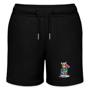 Snowboarding Kitty Pro - Kinder Organic Joggingshorts Mini Bolter von Stanley/Stella - Schwarz - Vorne