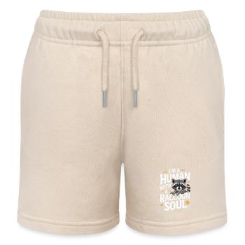 Raccoon - Kids Organic Sweat Shorts by Stanley/Stella - soft Ecru - Front