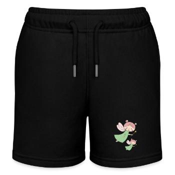 Fairy big and small - Kids Organic Sweat Shorts by Stanley/Stella - black - Front
