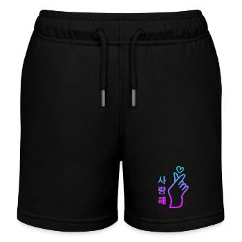 Kpop Handzeichen Herz Salanghae Ich Liebe Dich - Kinder Organic Joggingshorts Mini Bolter von Stanley/Stella - Schwarz - Vorne