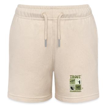 Trout Fishing Art – Vintage Fly and Casting Design - Kids Organic Sweat Shorts by Stanley/Stella - soft Ecru - Front