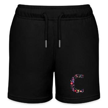 Personalisierter Blumenbuchstabe c - Geschenkidee - Kinder Organic Joggingshorts Mini Bolter von Stanley/Stella - Schwarz - Vorne