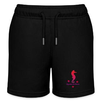 rotes Seepferdchen mit Sternchen pink - Kinder Organic Joggingshorts Mini Bolter von Stanley/Stella - Schwarz - Vorne