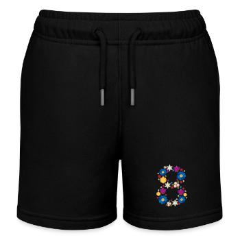Flowers 8 - Kinder Organic Joggingshorts Mini Bolter von Stanley/Stella - Schwarz - Vorne