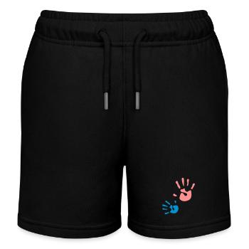 mother child hand Kinderhand - Kinder Organic Joggingshorts Mini Bolter von Stanley/Stella - Schwarz - Vorne