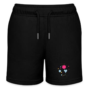 Gouttes de peinture et un coeur - Short de jogging enfant bio Stanley/Stella - noir - Devant