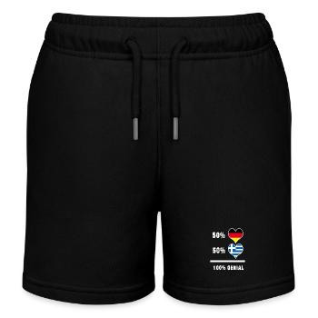 Deutschland und Griechenland Genial / Geschenk - Kinder Organic Joggingshorts Mini Bolter von Stanley/Stella - Schwarz - Vorne