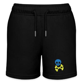Neon Blue Skull and Crossbones - Kids Organic Sweat Shorts by Stanley/Stella - black - Front