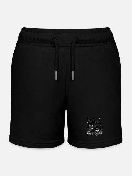 Katze Maus Winter Illustration - Kinder Organic Joggingshorts Mini Bolter von Stanley/Stella - Schwarz