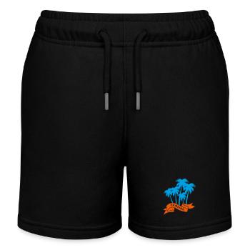 Camping Palmiers Banderole Camping Vacances Fan Camper - Short de jogging enfant bio Stanley/Stella - noir - Devant
