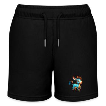 Esel-Maultier - Kinder Organic Joggingshorts Mini Bolter von Stanley/Stella - Schwarz - Vorne