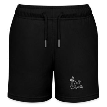 Lustige Braut Bräutigam Linie Kunst Hochzeit T-Shirt - Kinder Organic Joggingshorts Mini Bolter von Stanley/Stella - Schwarz - Vorne