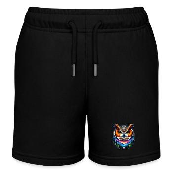 Owl - Kids Organic Sweat Shorts by Stanley/Stella - black - Front