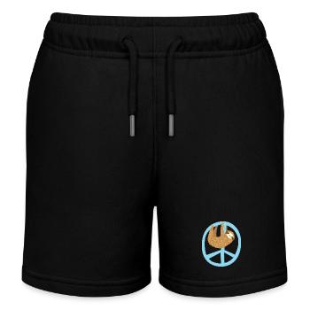 Faultier Peacezeichen - Kinder Organic Joggingshorts Mini Bolter von Stanley/Stella - Schwarz - Vorne